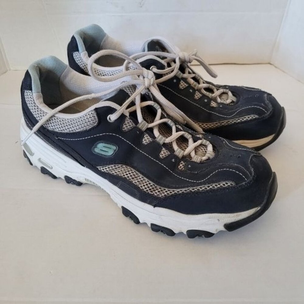 Women's Skechers Shoes blue lace up chunky casual walking size 11